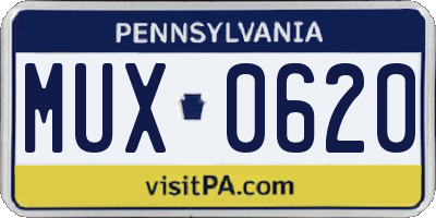 PA license plate MUX0620