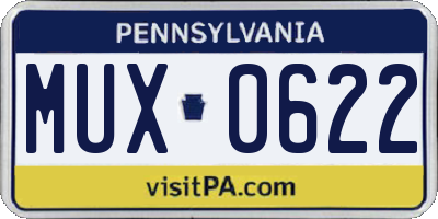 PA license plate MUX0622