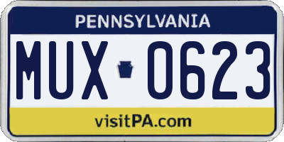 PA license plate MUX0623