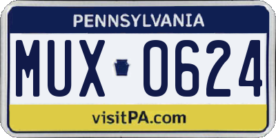 PA license plate MUX0624