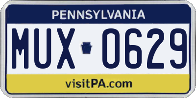 PA license plate MUX0629