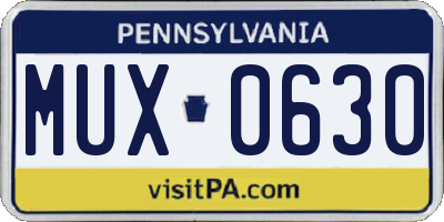 PA license plate MUX0630