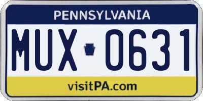 PA license plate MUX0631
