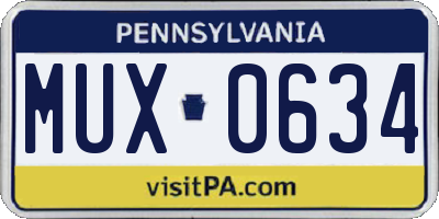 PA license plate MUX0634