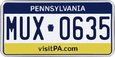PA license plate MUX0635