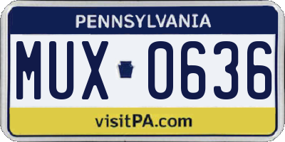PA license plate MUX0636