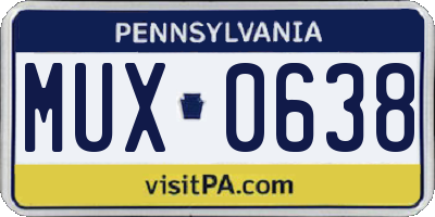 PA license plate MUX0638