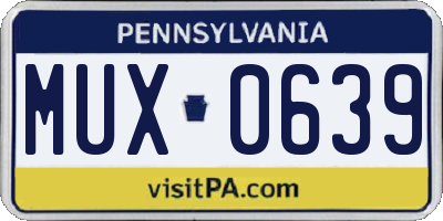 PA license plate MUX0639