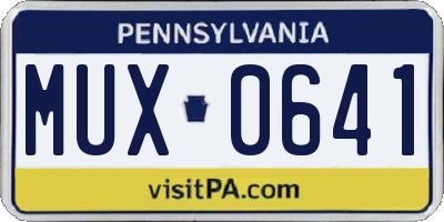 PA license plate MUX0641