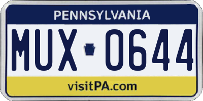 PA license plate MUX0644