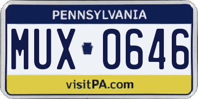 PA license plate MUX0646