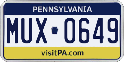 PA license plate MUX0649