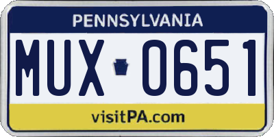 PA license plate MUX0651