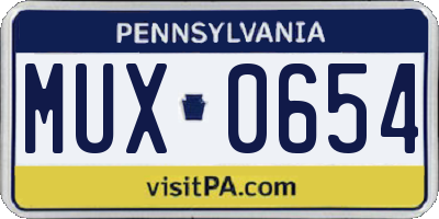 PA license plate MUX0654