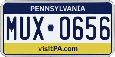 PA license plate MUX0656
