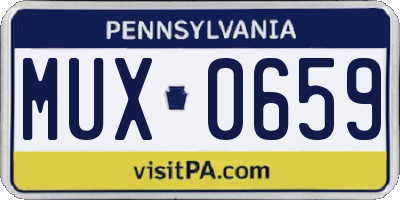 PA license plate MUX0659