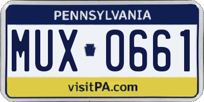 PA license plate MUX0661