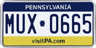 PA license plate MUX0665