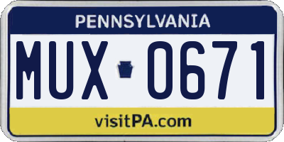 PA license plate MUX0671