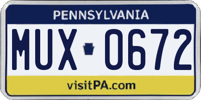 PA license plate MUX0672