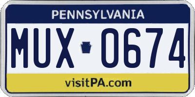 PA license plate MUX0674