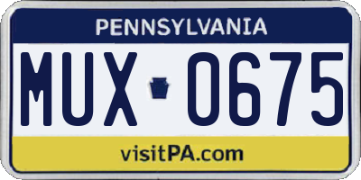 PA license plate MUX0675