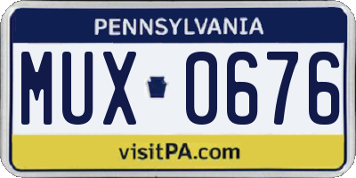 PA license plate MUX0676