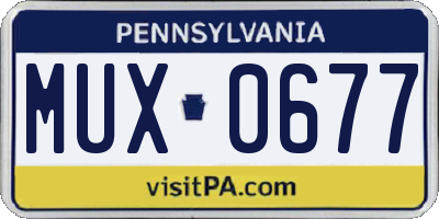 PA license plate MUX0677
