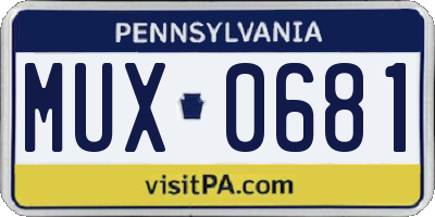 PA license plate MUX0681