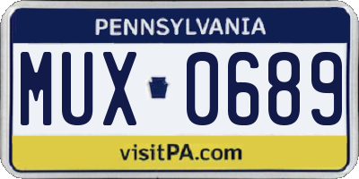 PA license plate MUX0689