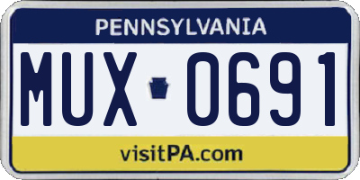 PA license plate MUX0691