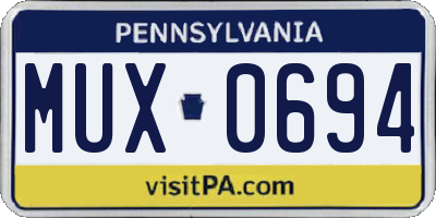 PA license plate MUX0694