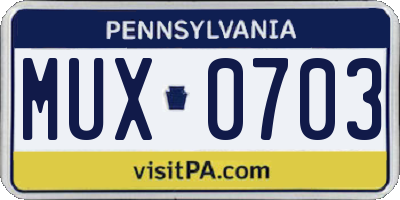 PA license plate MUX0703