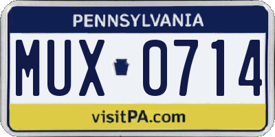 PA license plate MUX0714