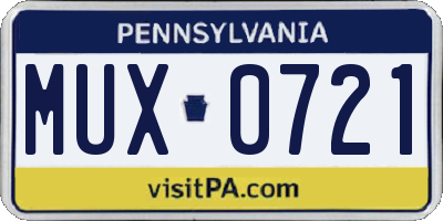 PA license plate MUX0721