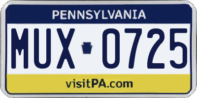 PA license plate MUX0725