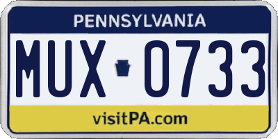 PA license plate MUX0733