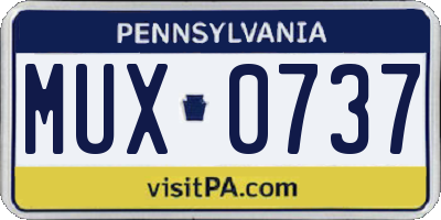 PA license plate MUX0737