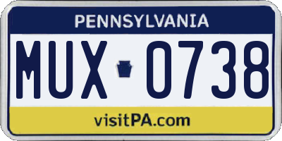 PA license plate MUX0738