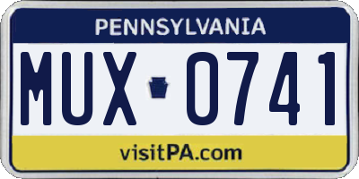 PA license plate MUX0741