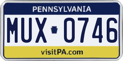 PA license plate MUX0746