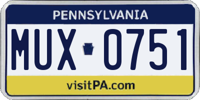 PA license plate MUX0751