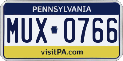 PA license plate MUX0766