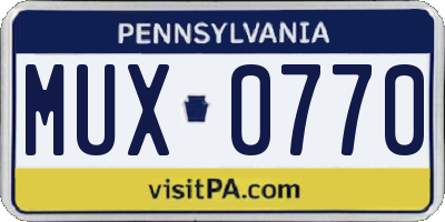 PA license plate MUX0770