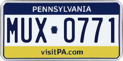 PA license plate MUX0771