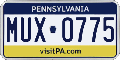 PA license plate MUX0775