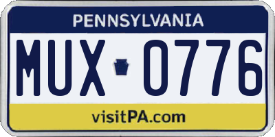 PA license plate MUX0776