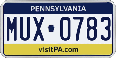 PA license plate MUX0783