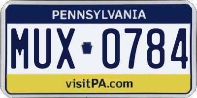 PA license plate MUX0784