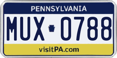 PA license plate MUX0788